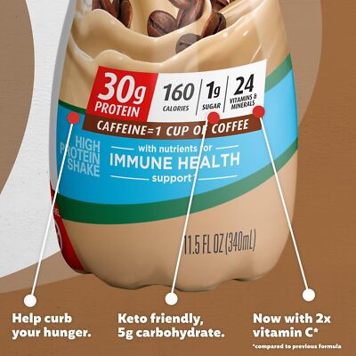 Premier Protein Shake Café Latte 30g Protein 1g Sugar 24 Vitamins Minerals Nu...