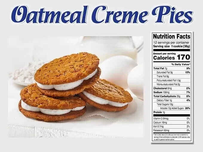 Little Debbie Oatmeal Crème Pies, 12 Individually Wrapped Sandwich, 16.2 oz Box