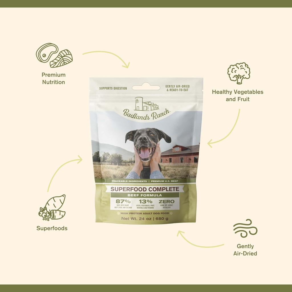 Badlands Ranch Superfood Complete Beef Formula FULL SIZE 24 oz Bag EXP 09/2026