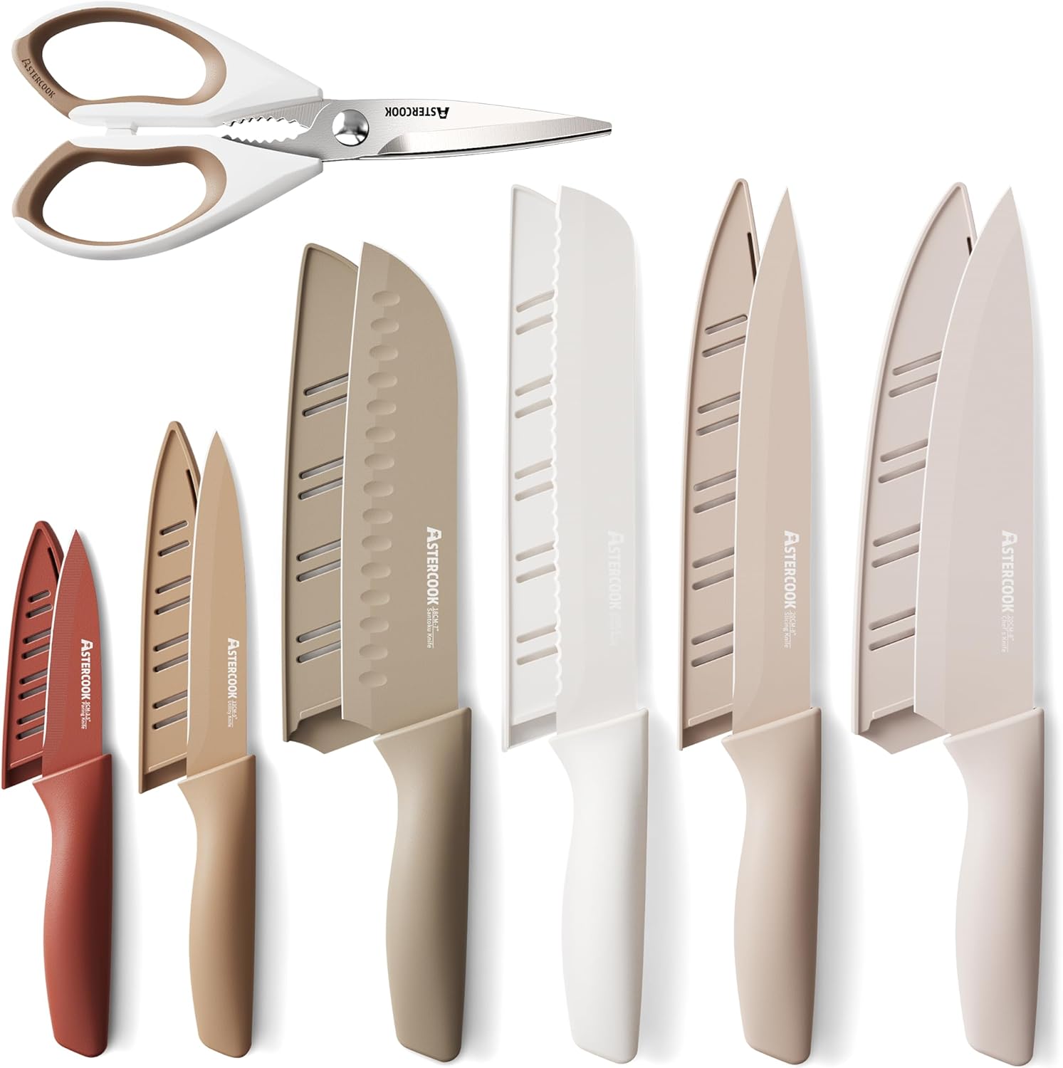 Knife Set, 13 Pieces Kitchen Knives Set with Healthy Anti-Rust Coating