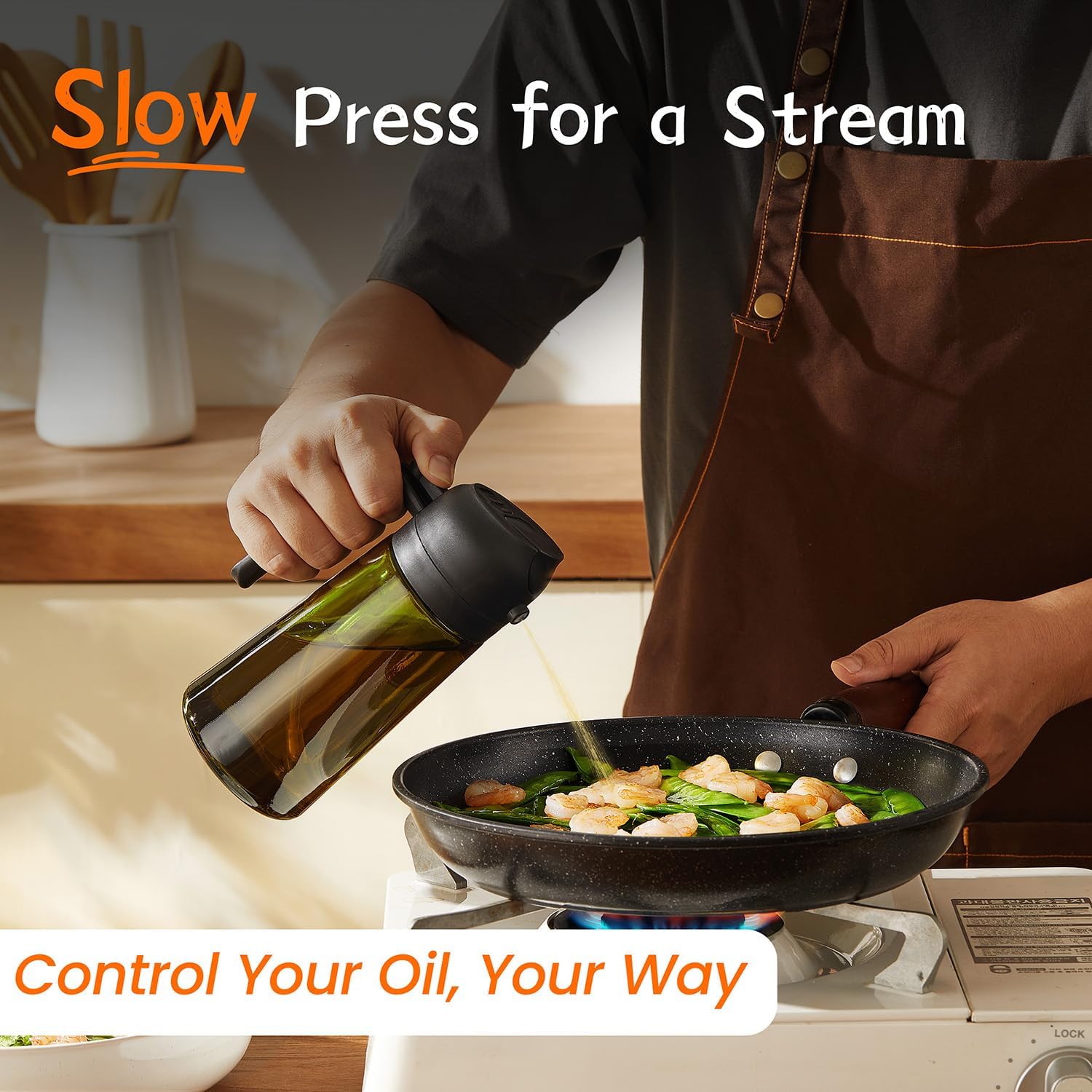 16oz/470ml Glass Olive Oil Sprayer Cooking 2in1 Olive Oil Dispenser for Kitchen