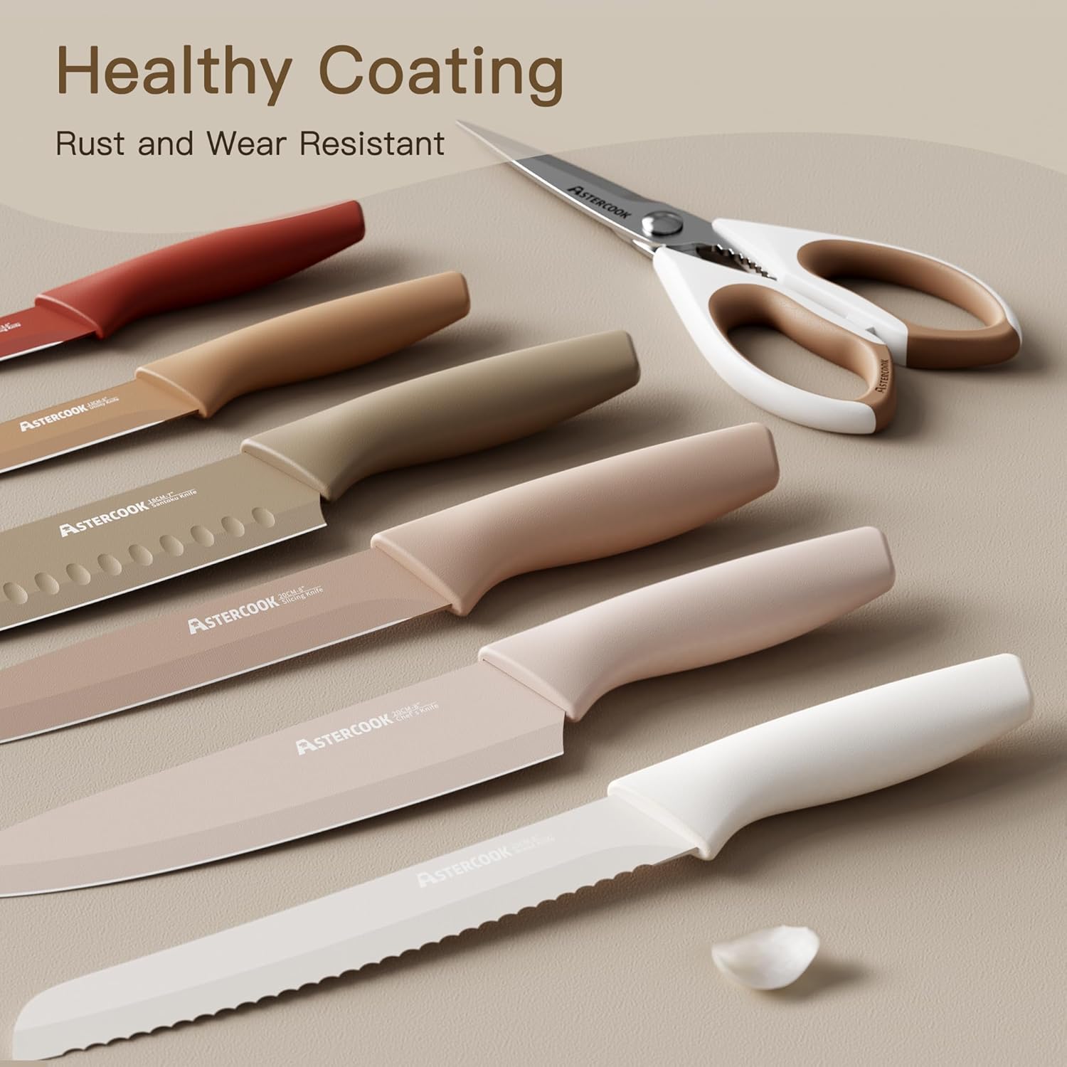 Knife Set, 13 Pieces Kitchen Knives Set with Healthy Anti-Rust Coating