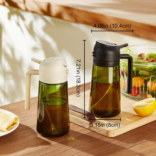 16oz/470ml Glass Olive Oil Sprayer Cooking 2in1 Olive Oil Dispenser for Kitchen