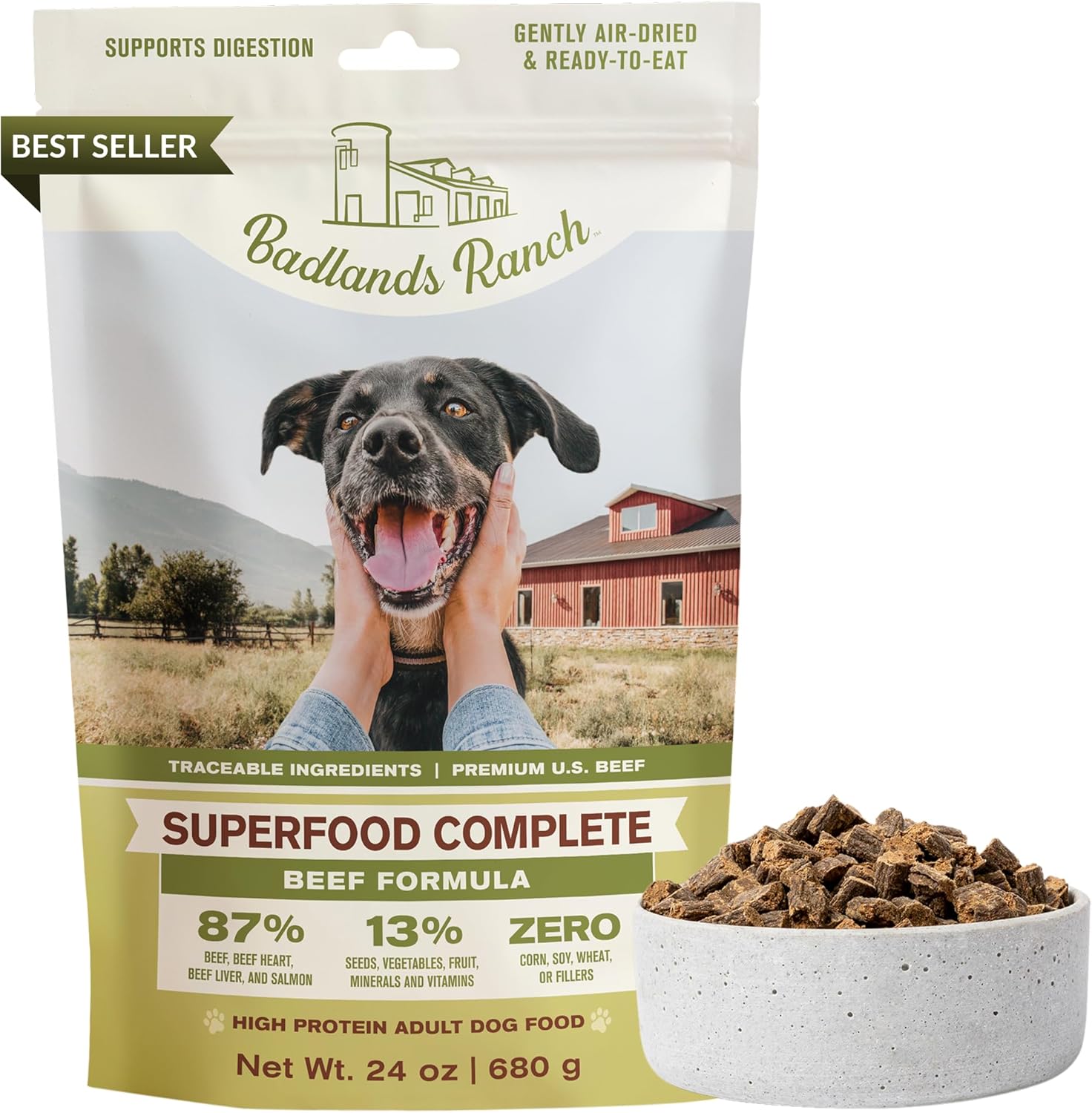 Badlands Ranch Superfood Complete Beef Formula FULL SIZE 24 oz Bag EXP 09/2026