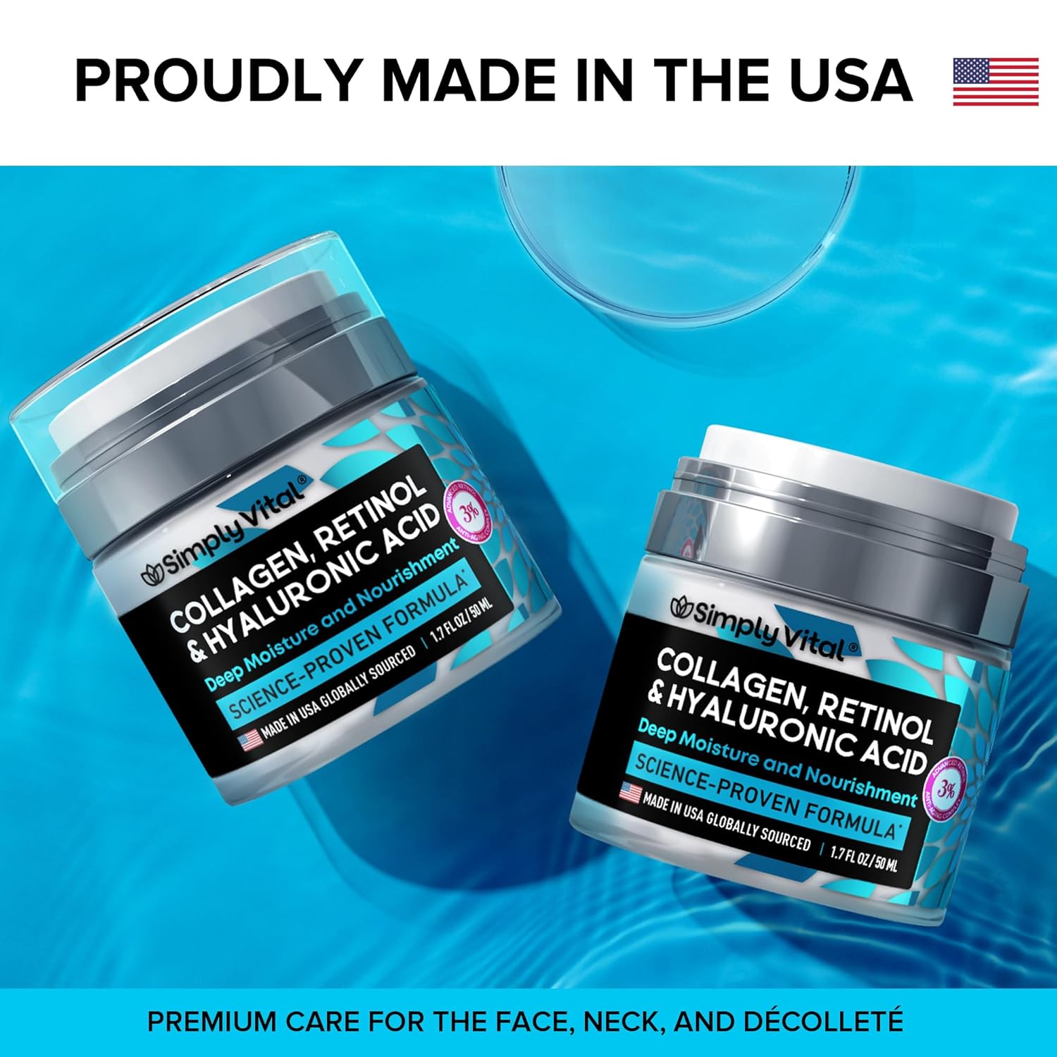 Collagen, Retinol & Hyaluronic Acid Cream - Anti-Aging Face Moisturizer for Face