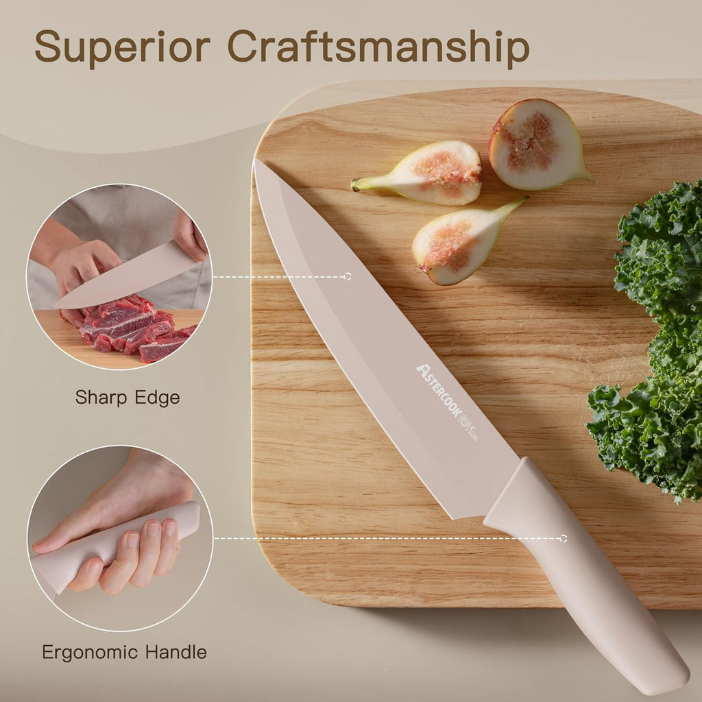 Knife Set, 13 Pieces Kitchen Knives Set with Healthy Anti-Rust Coating