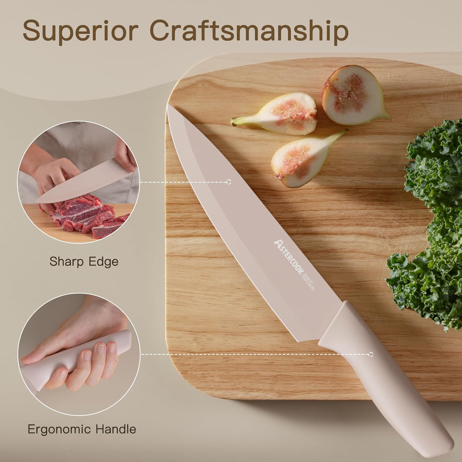 Knife Set, 13 Pieces Kitchen Knives Set with Healthy Anti-Rust Coating