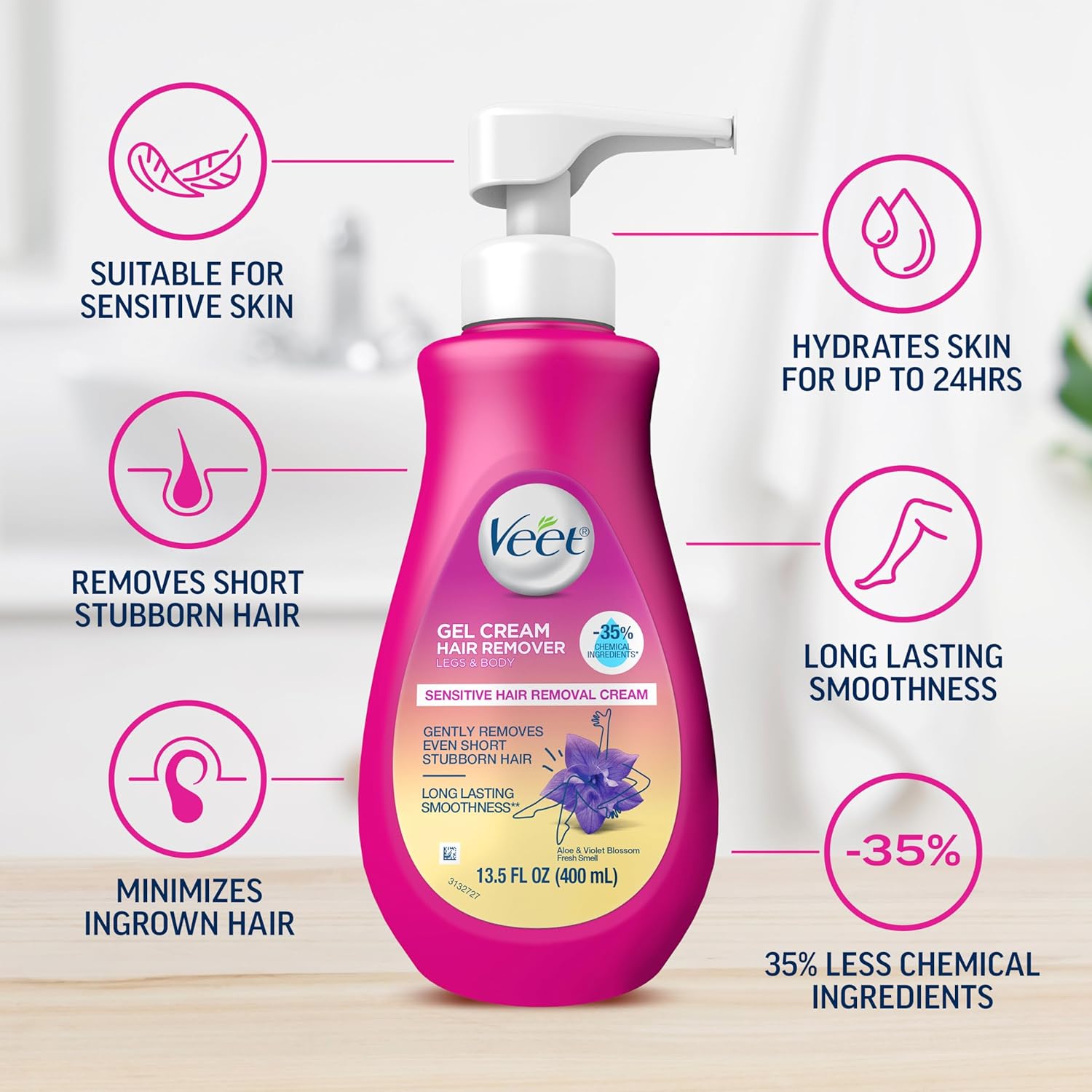 Hair Remover, Veet Gel Hair Removal Cream Sensitive, 13.5 Ounce, Sensitive formu