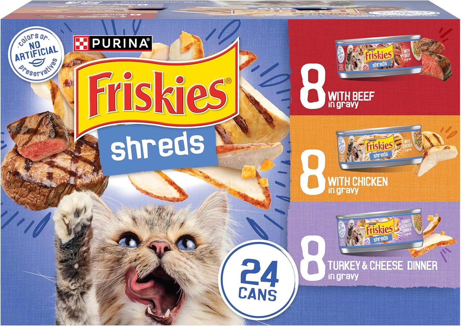 Purina Gravy Wet Cat Food Variety Pack, Beef, Chicken, Turkey 5.5Oz (Pack of 24)