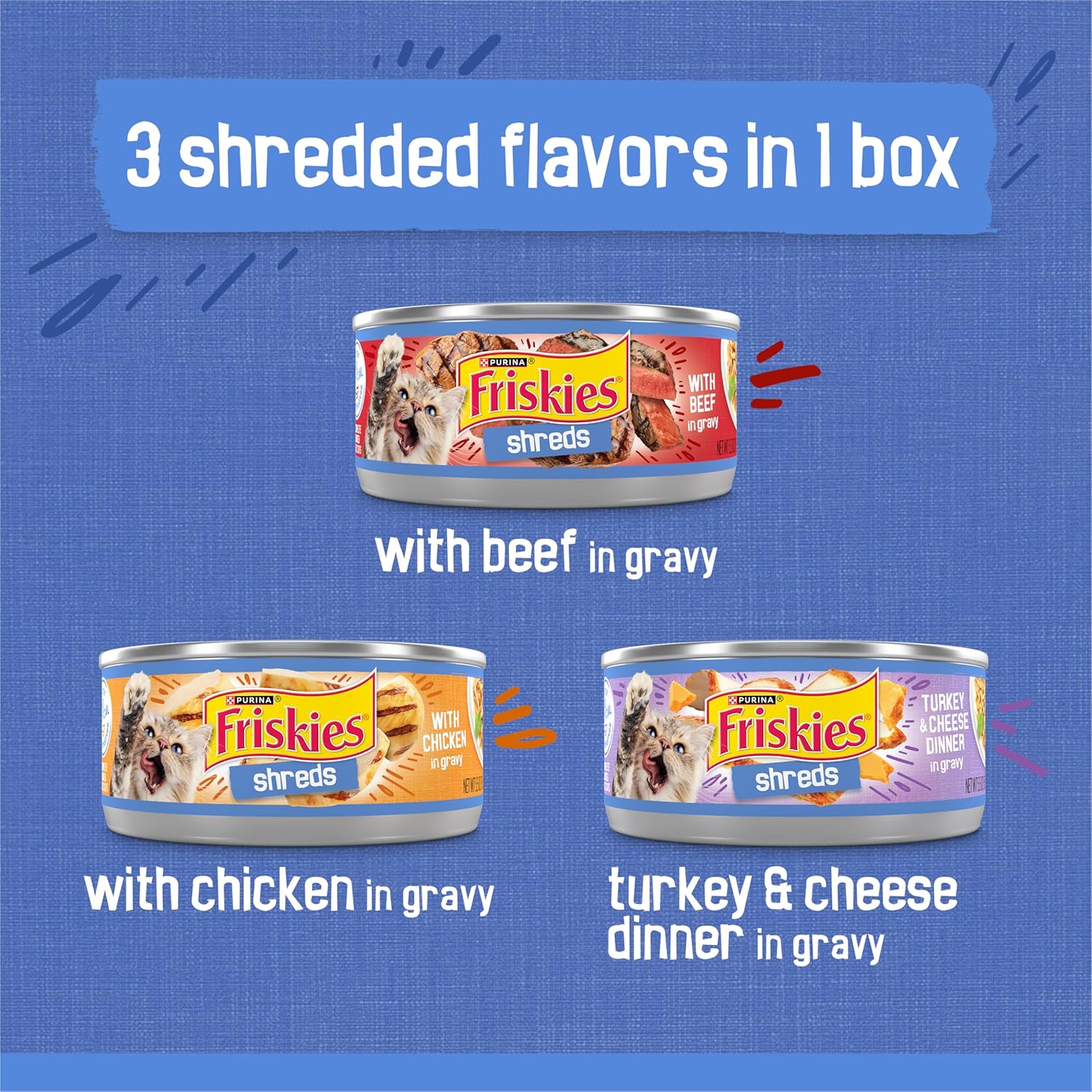 Purina Gravy Wet Cat Food Variety Pack, Beef, Chicken, Turkey 5.5Oz (Pack of 24)